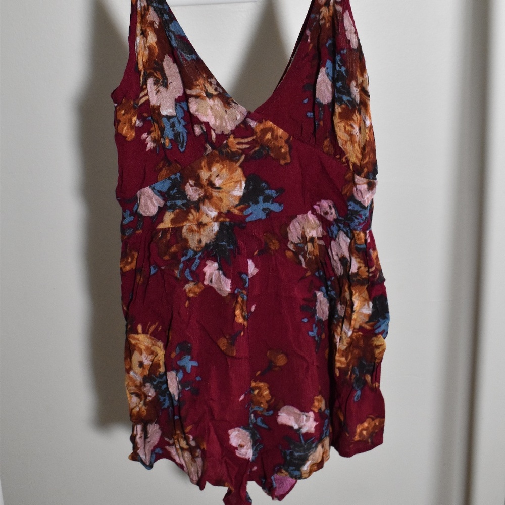 Pitaya red floral romper, XS